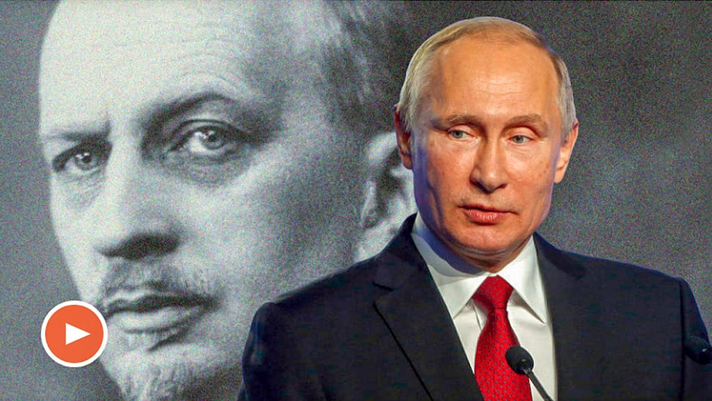 Still from video: Ivan Ilyin and Vladimir Putin.
